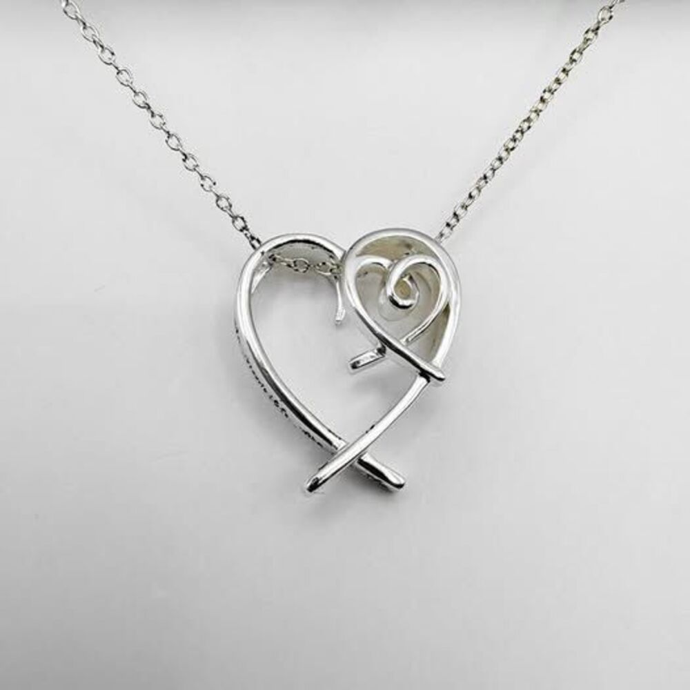 Heart pendant necklace, “Sisters”, Sterling 925 silver, new in the box